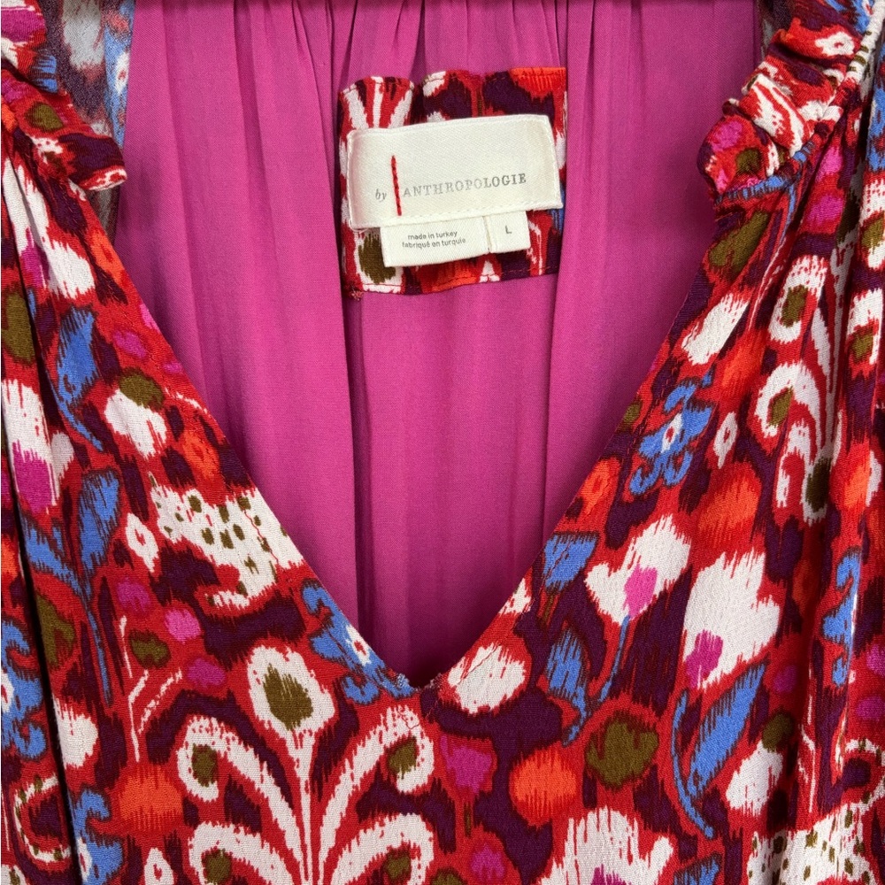 Anthropologie Robin Tiered Mini Dress Raspberry Color Large - Picture 3 of 7